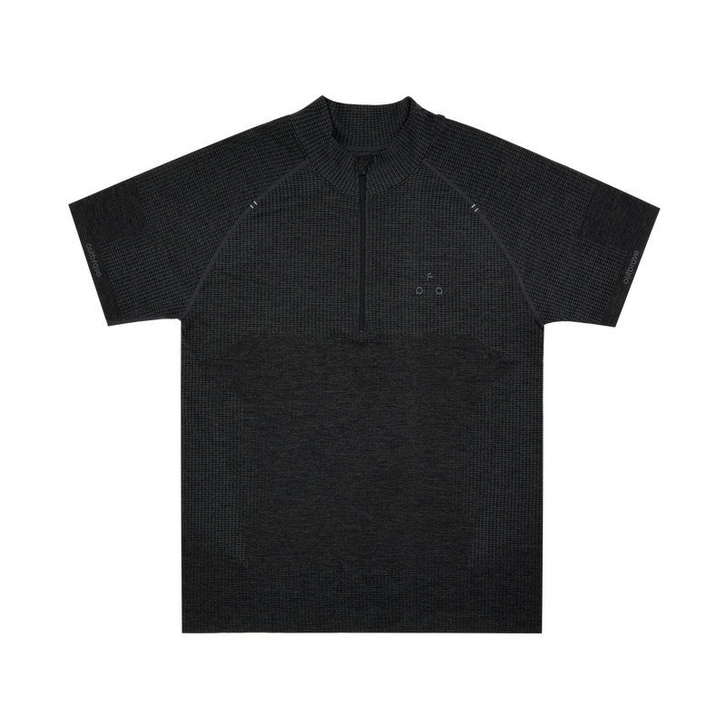 FPA Athletic Seamless Half-Zip Short Sleeve T-Shirt for Summer Outdoor Fitness and Running, Basic Premium Fit Men's Tee