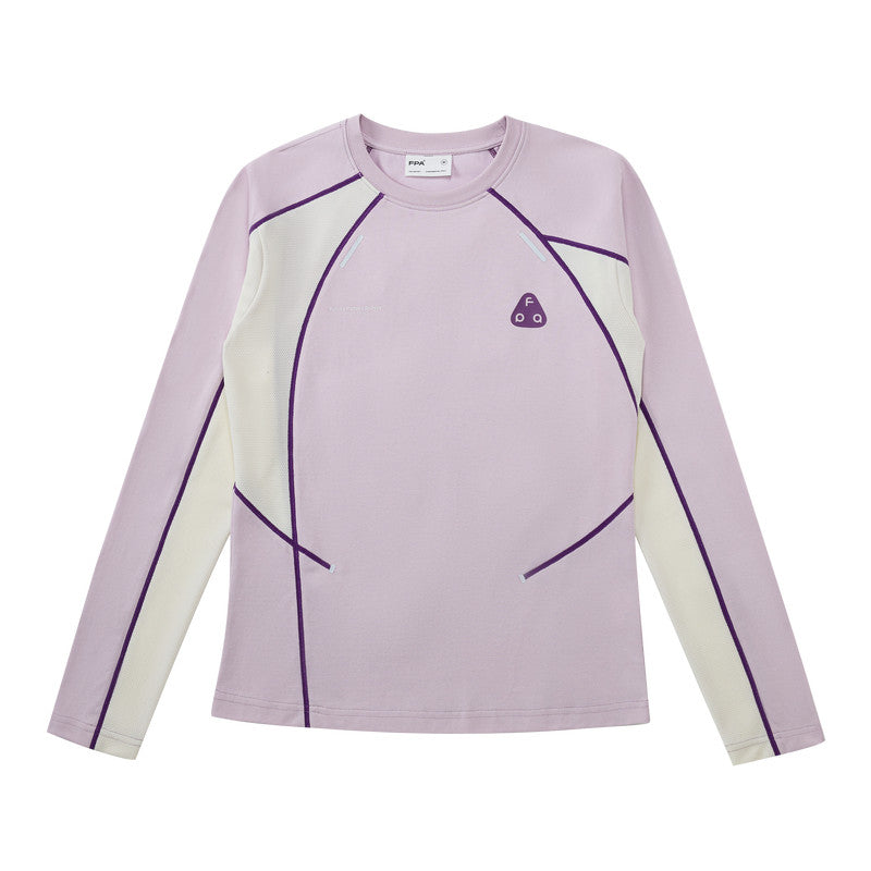 FPA Women's Long-Sleeve Color-Block Athletic T-Shirt, 2026 Fall New Arrival, National-Chic Slim Fit Crew Neck Casual Tee