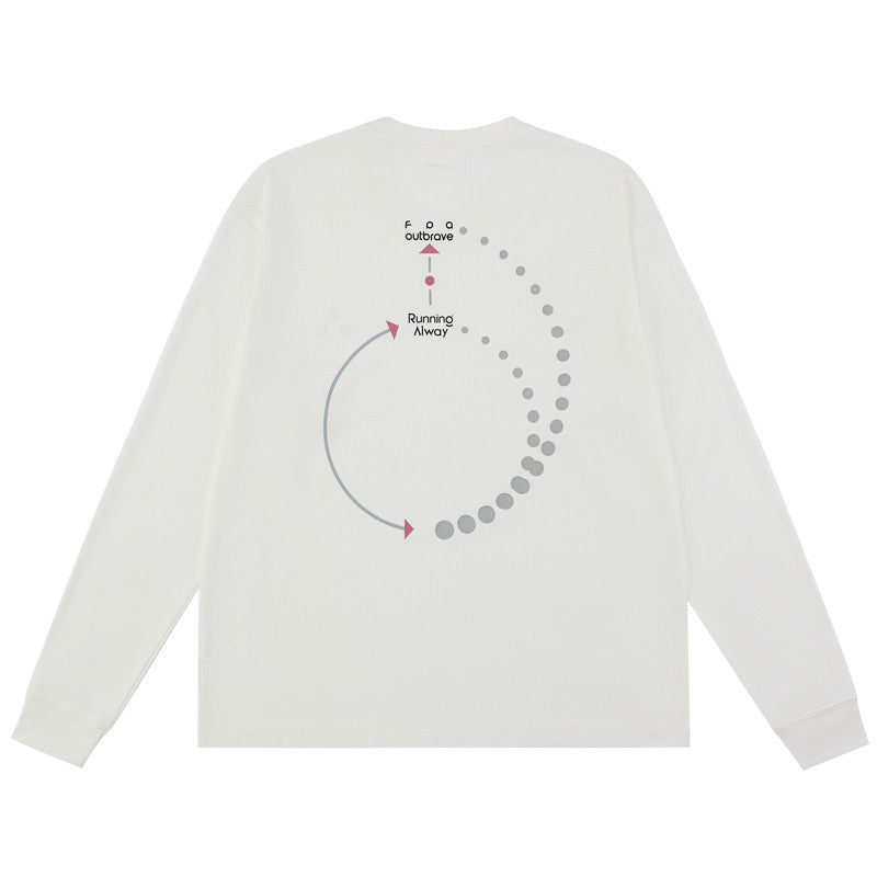 FPA Moisture-Wicking Long-Sleeve Sports Tee for Spring Outdoor Breathable Crew Neck Printed Casual Black White T-Shirt