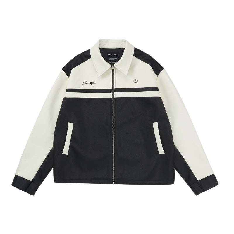 FPA Short Embroidered Letter Leather Jacket Autumn Streetwear Trendy Turn-Down Collar Motorcycle Couple Jacket for Men