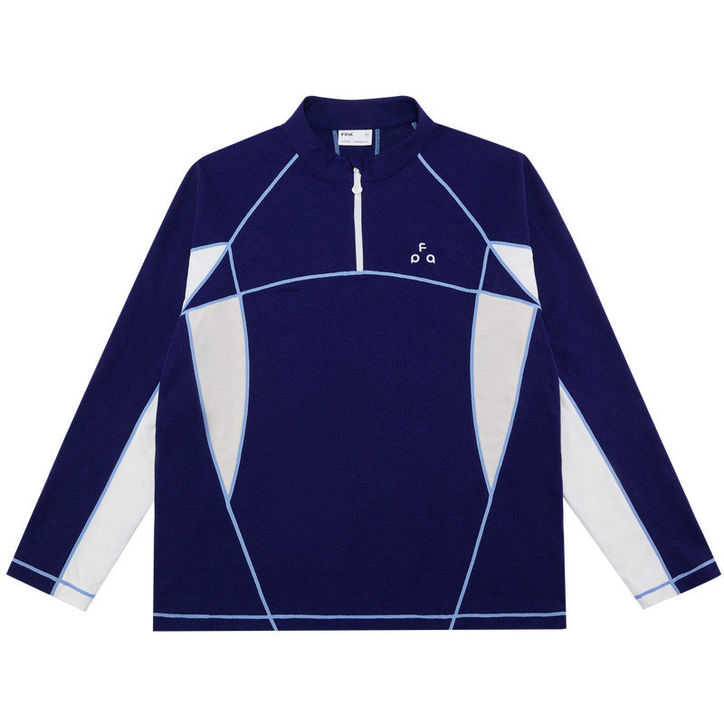 FPA Color-Block Half-Zip Long-Sleeve Top – Spring Minimalist Design Mock Neck Unisex T-Shirt