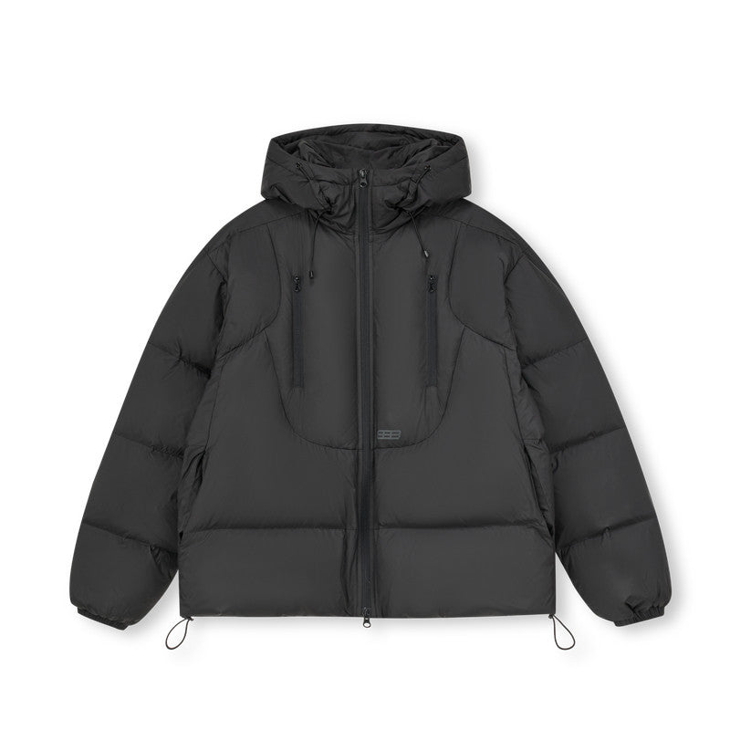 FPA Double-Layer Hooded Down Jacket Winter Design Loose Couple Black Warm Coat Men