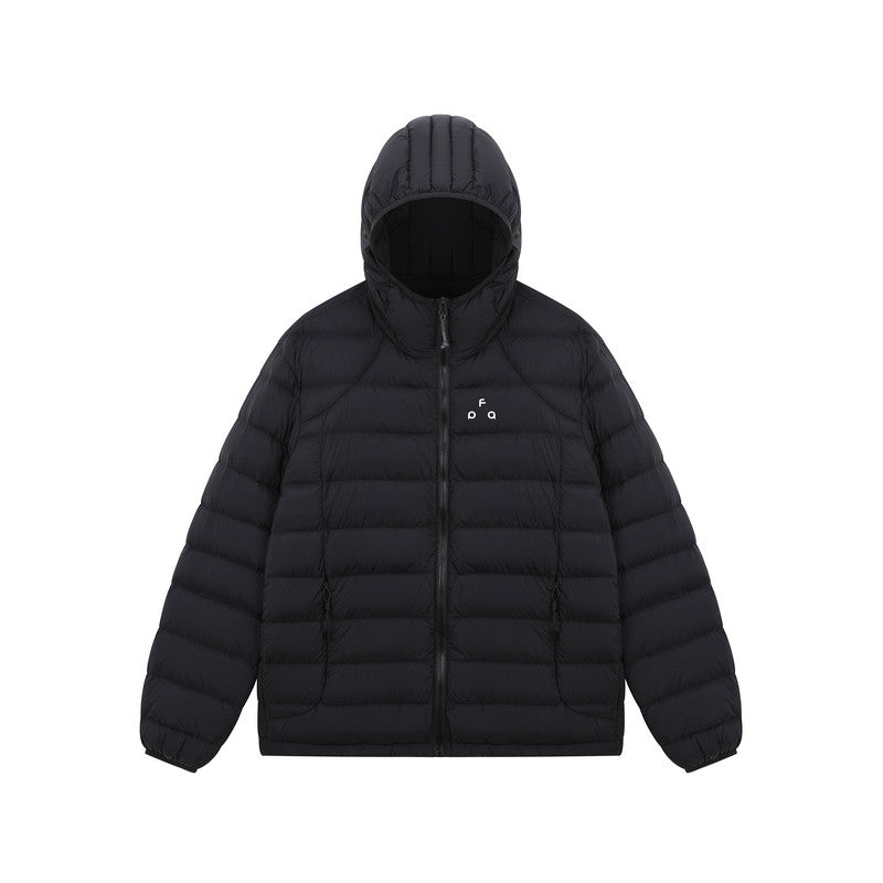 FPA Brand Triangle Logo Hooded Down Jacket - Autumn/Winter Sports Lightweight Warm Couple Ribbed Down Coat for Men
