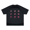 FPA Gradient Logo Textured Patchwork Short Sleeve T-Shirt - Chinese Streetwear Trend Summer Crew Neck Heavyweight Tee for Couples