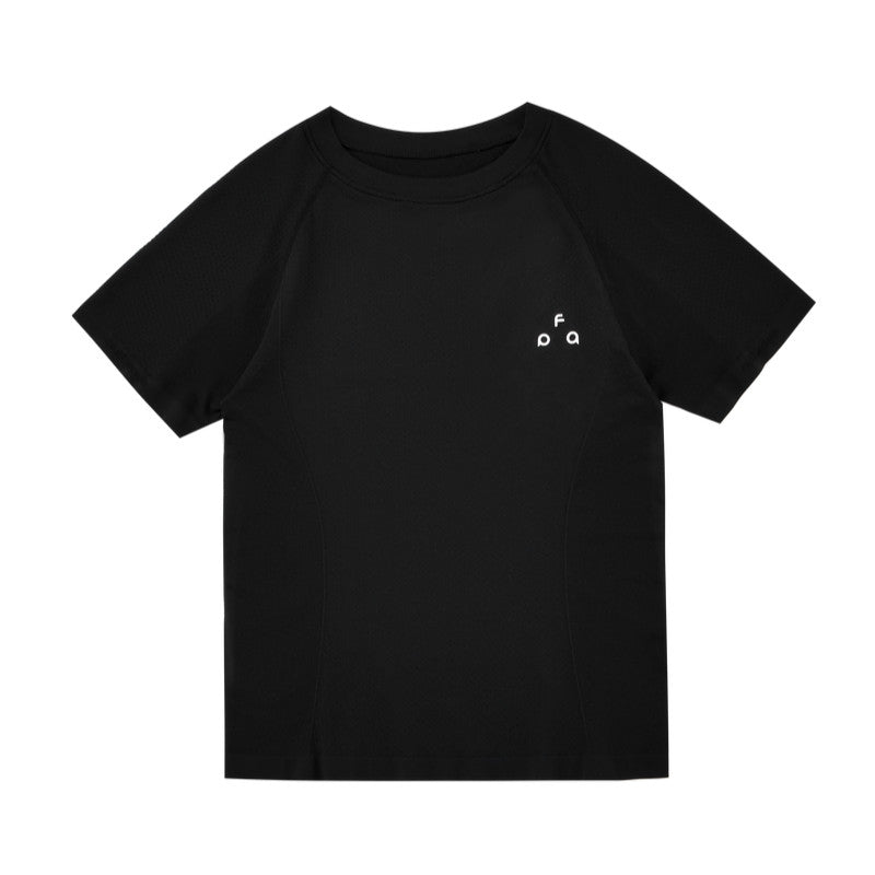 FPA Women's Seamless Knit Short Sleeve T-Shirt - Summer Slim Fit Crew Neck Outdoor Fitness Casual Logo Basic Tee
