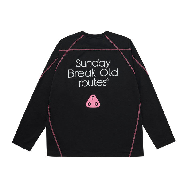 FPA Contrast Stitch Sports Slogan Logo Long Sleeve T-Shirt for Men - Autumn Round Neck Quick-Dry American Style Printed Tee