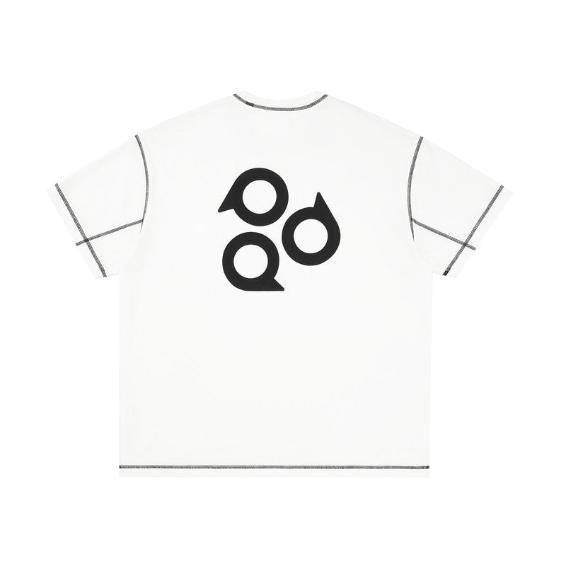 FPA Basic Hasselblad Line Logo Short Sleeve T-Shirt - Summer Crew Neck Loose Casual Couple Style Chinese Streetwear White Tee