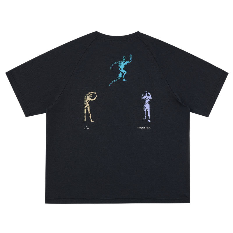 FPA A7 Antimicrobial Quick-Dry Sports Short Sleeve T-Shirt for Summer, Round Neck, Casual Print, Outdoor, Couple Style