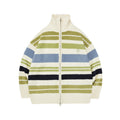 FPA Striped Contrast Color Cardigan Sweater Autumn Double Zipper Chinese Street Style Loose Casual Relaxed High Collar Coat