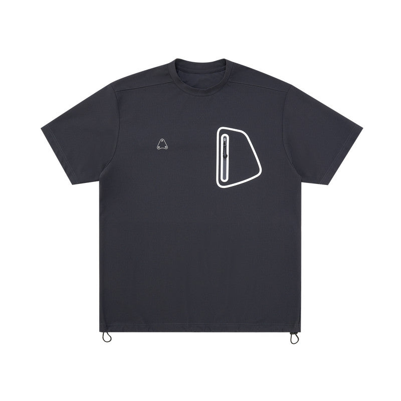 FPA Waffle Textured Pocket Sports Outdoor T-Shirt, Summer Cool Loose Round Neck Chinese Streetwear American Style Short Sleeve Men