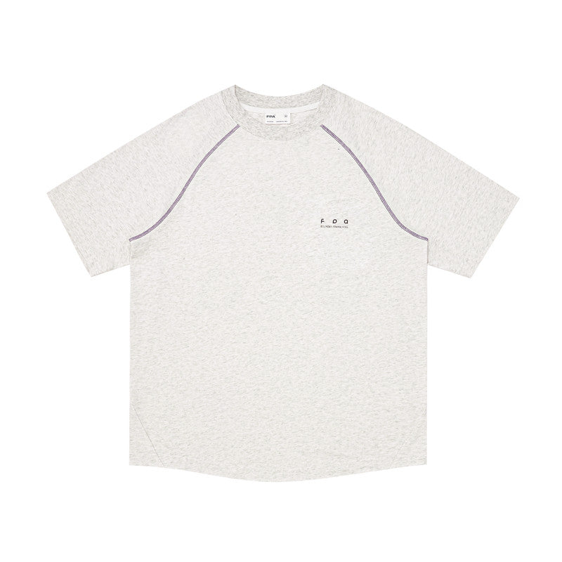 FPA Contrast Stitch Raglan Logo T-Shirt – Chinese Streetwear Summer Loose Round Neck Heavyweight Couple Casual Short Sleeve