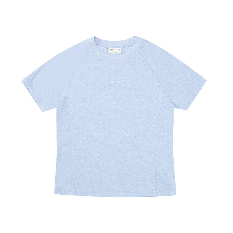 FPA Sorona Antibacterial Yarn Logo Short Sleeve T-Shirt, Summer Casual Cropped Round Neck Tee for Women