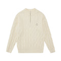 FPA Half-Zip Half-Turtleneck Cable Knit Pullover Sweater - Casual Retro Autumn Knit Top