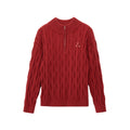FPA Zip-Up Half-Zip Cable Knit Pullover Sweater - Chinese Red Couple Knitwear for Spring, Year of the Horse