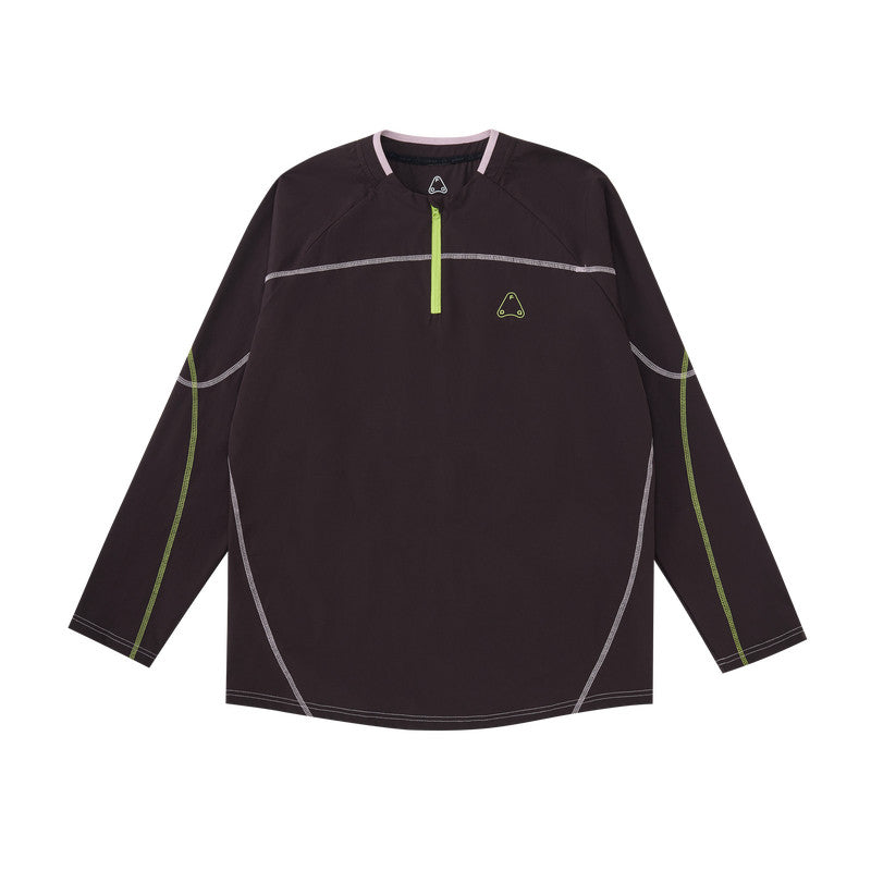 FPA Moisture-Wicking Half-Zip Color-Block Long-Sleeve Outdoor Sports Casual American Streetwear Couple Autumn T-Shirt