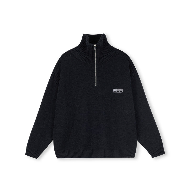 FPA Half-Zip High Neck Pullover Sweater – Spring/Fall 2026 New, Loose Fit, Minimalist Design Couple Knitwear