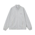 FPA Melange Fleece Deconstructed Zip-Up Jacket - Spring/Fall Sports Stand Collar Chinese Streetwear Unisex Casual Coat
