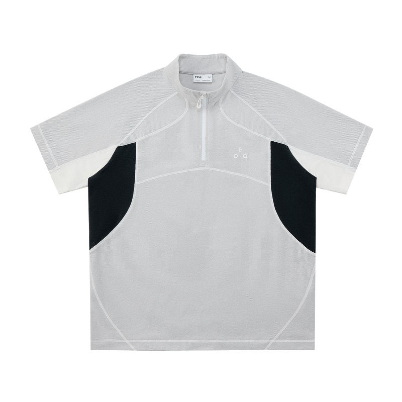 FPA7A Antibacterial Cycling Mesh Breathable Sports Contrast Stitch Short Sleeve Quick-Dry Cool Touch T-Shirt for Men