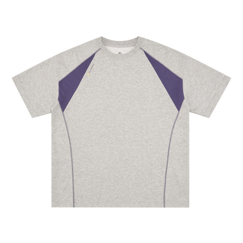 FPA Quick-Dry 7A Antibacterial Breathable Short Sleeve Summer Outdoor Cool-Touch Paneled Contrast Couple Loose T-Shirt
