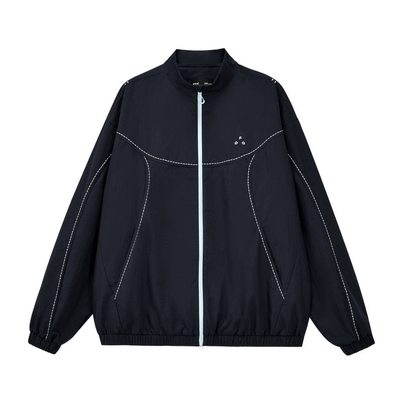 FPA Cotton-Nylon Contrast Stitch Stand Collar Casual Jacket 2026 New Autumn Sports Zip-Up Hooded Coat for Men