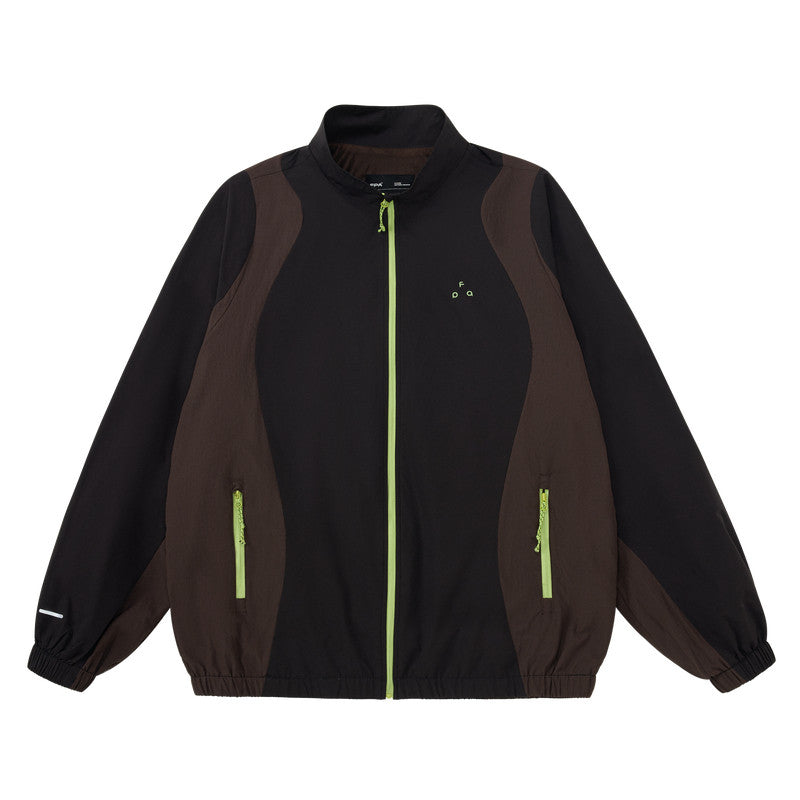 FPA Color-Block Running Windbreaker Jacket Outdoor Sports American Retro Lightweight Stand Collar Coat