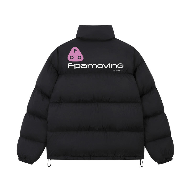 FPA Color-Block Logo Print Down Jacket Winter Sports Couple Short Thick Warm Down Coat