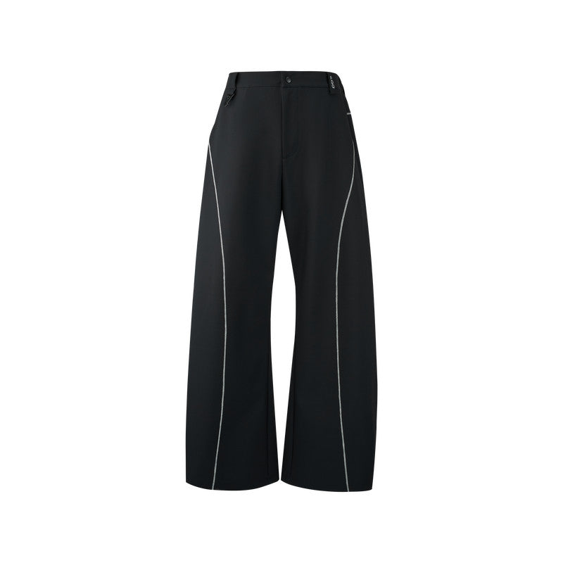 FPA Outdoor Curved-Leg Pants with Contrast Color Wide-Leg Trousers