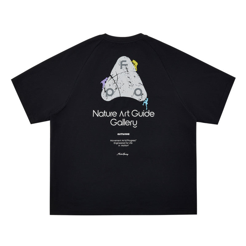 FPA Climbing Short Sleeve T-Shirt with Rock Pattern, COOLMAX Sports Tee, Summer Crew Neck, Cool and Breathable, Unisex
