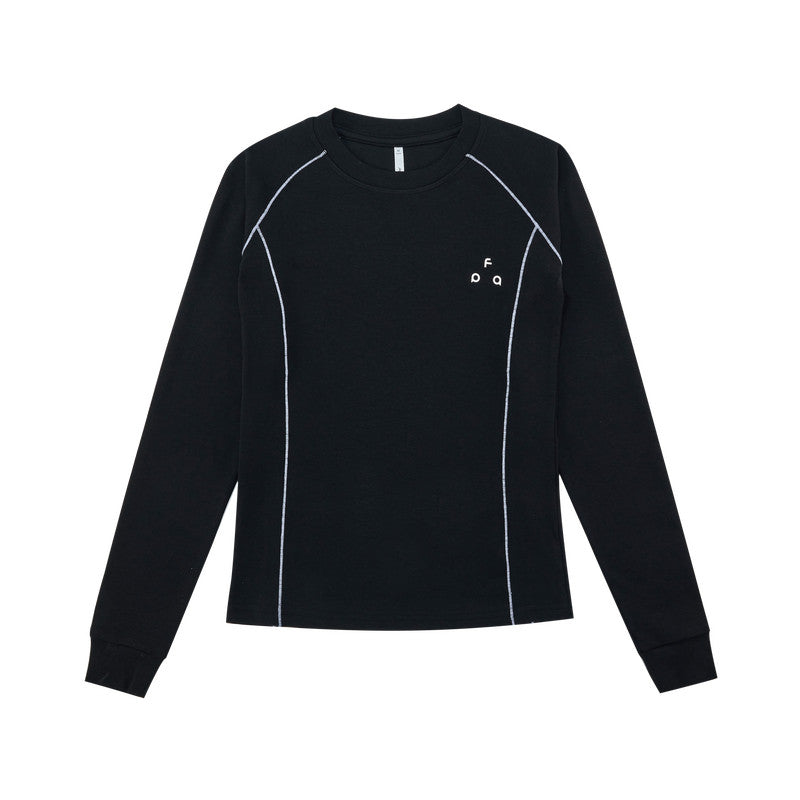 FPA Contrast Stitch Triangle Logo Basic Spring Outdoor Sports Slim Fit Casual Long Sleeve T-Shirt for Women