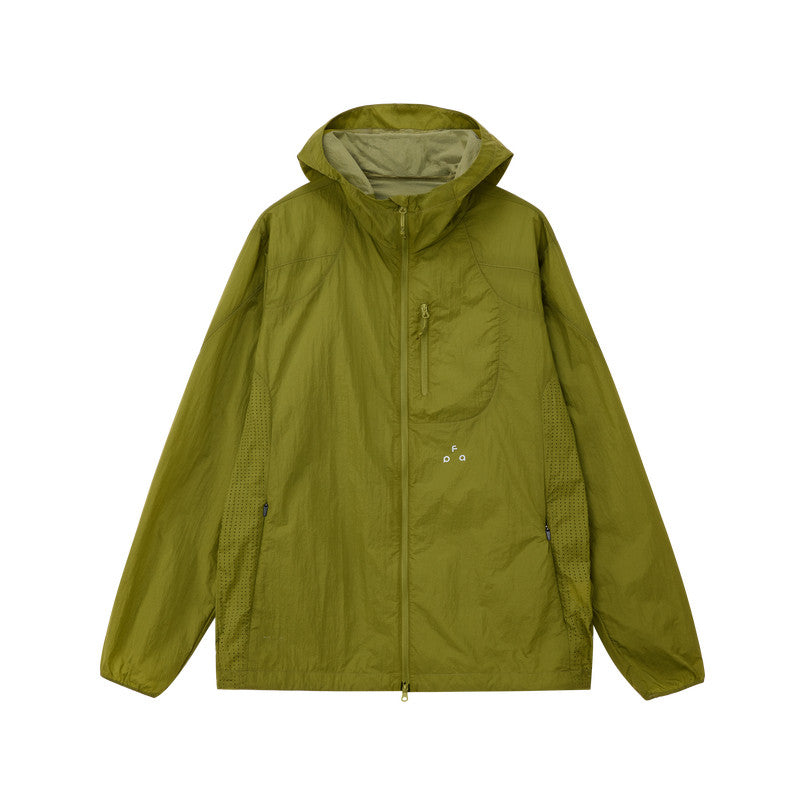 FPA Textured Chunky Grid Multi-Pocket Outdoor Lightweight Jacket - Summer Hooded Sun Protection Coat