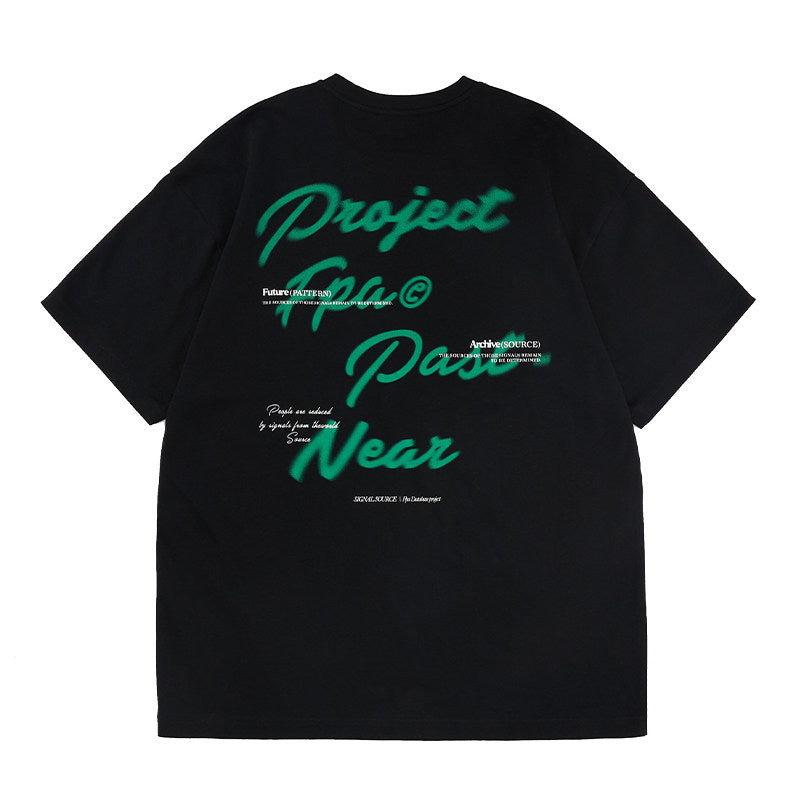 FPA Blur Font Graphic Short-Sleeve T-Shirt - Streetwear, Round Neck, Loose Fit, Summer, Unisex, Men