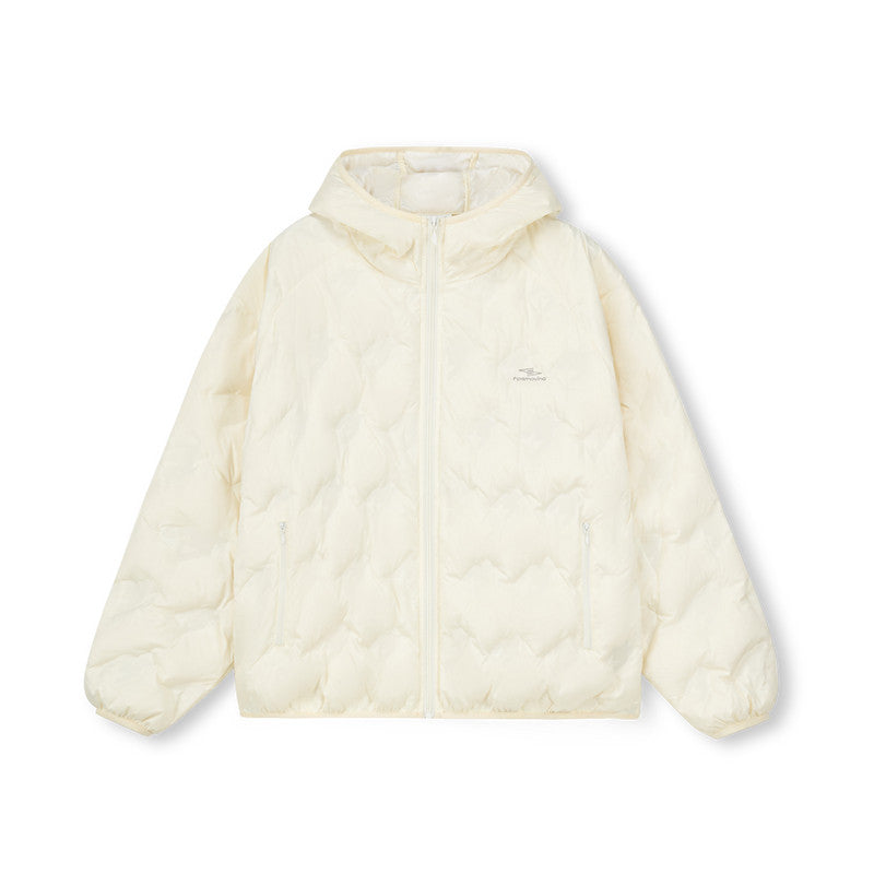 FPA 90% White Duck Down Houndstooth Lightweight Hooded Down Jacket - Loose Fit, Youth Style, Autumn/Winter