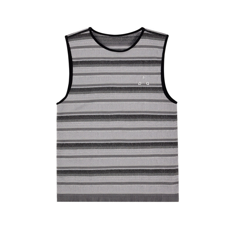 FPA Seamless Knit Striped Vest for Women 2026 New Sports Fitness Casual Round Neck Sleeveless T-Shirt