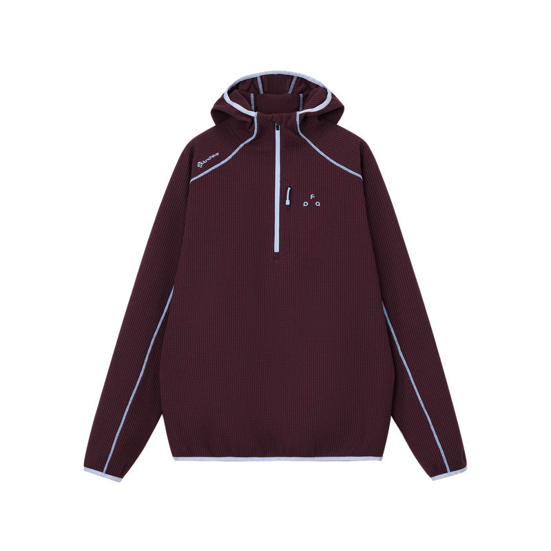 FPA Sun-Protective Quick-Dry Sports Hooded Long-Sleeve Shirt with Contrast Half-Zip, Casual Spring Outdoor Unisex T-Shirt