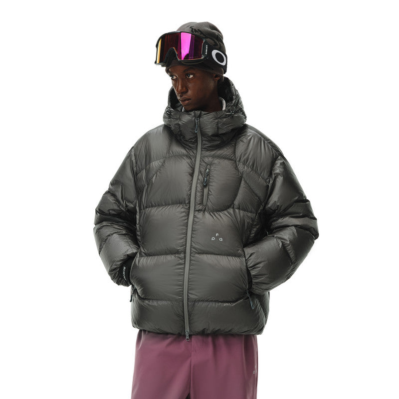 FPA 800FP 95% White Duck Down Cicada Wing Quilted Semi-Translucent Shiny Structured Hooded Down Jacket Winter Down Coat