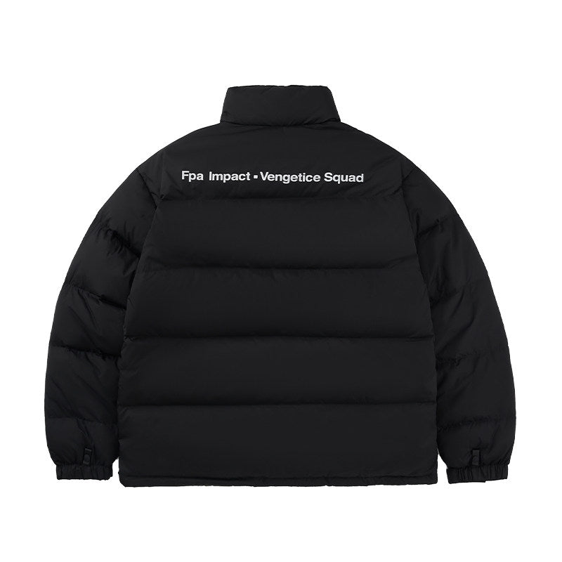 FPA Chinese Streetwear Stand Collar Down Jacket for Men - Lightweight Puffer Coat, Loose Fit, Winter Warm Black Outerwear