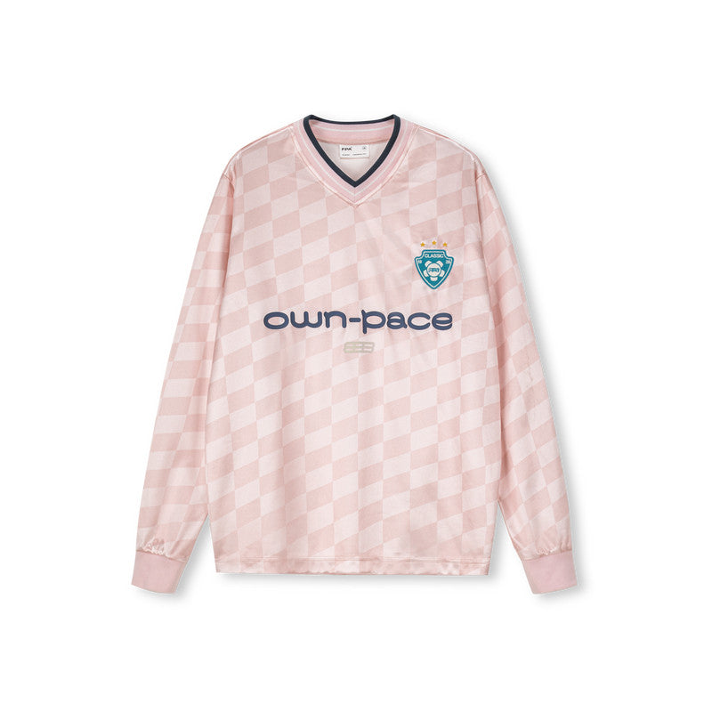 FPA Diamond Pattern Football Contrast Long Sleeve 2026 New Style Trendy Loose Fit Soccer Jersey T-Shirt