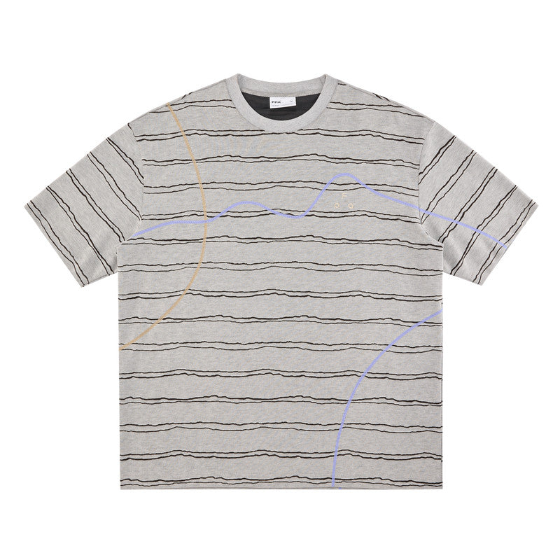 FPA Two-Tone Burnout Stripe Short Sleeve T-Shirt 2026 New Summer Round Neck Casual Contrast Color Couple T-Shirt for Men
