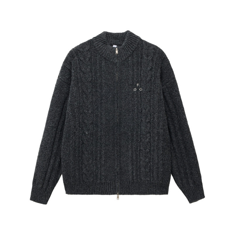 FPA Loose-Fit Chunky Yarn Zip-Up Sweater 2026 New Retro Unisex Cardigan Knit Top