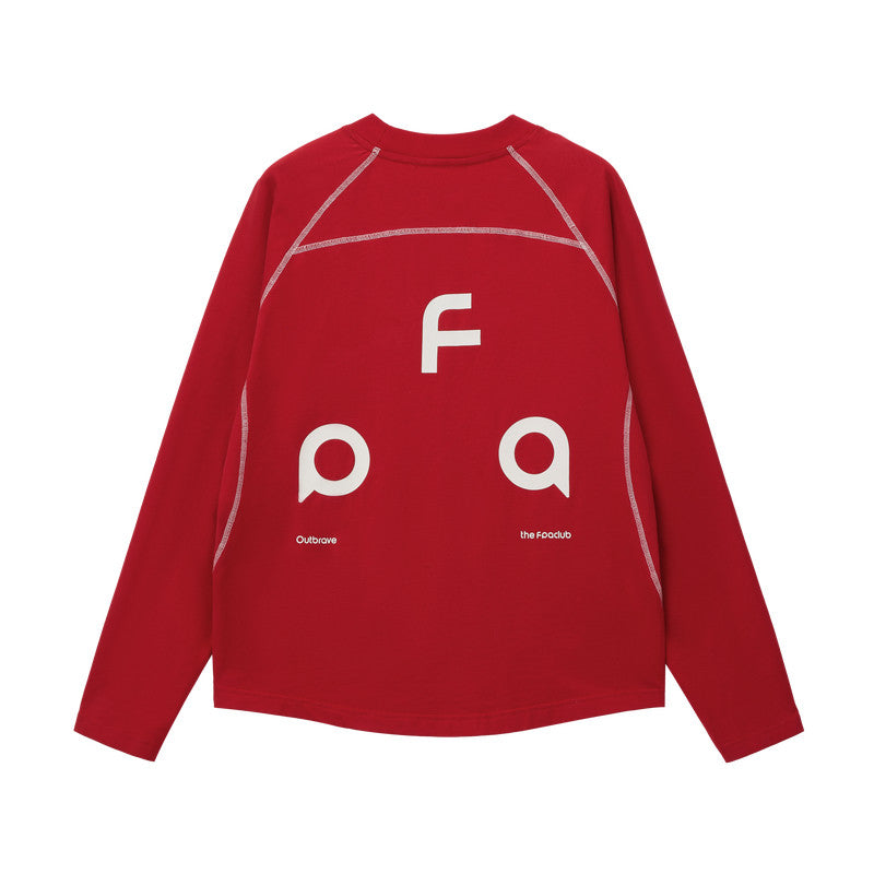 FPA Quick-Dry Structured Logo Long-Sleeve T-Shirt for Outdoor, Spring Festival Red Crew Neck Couple's Chinese Zodiac Year