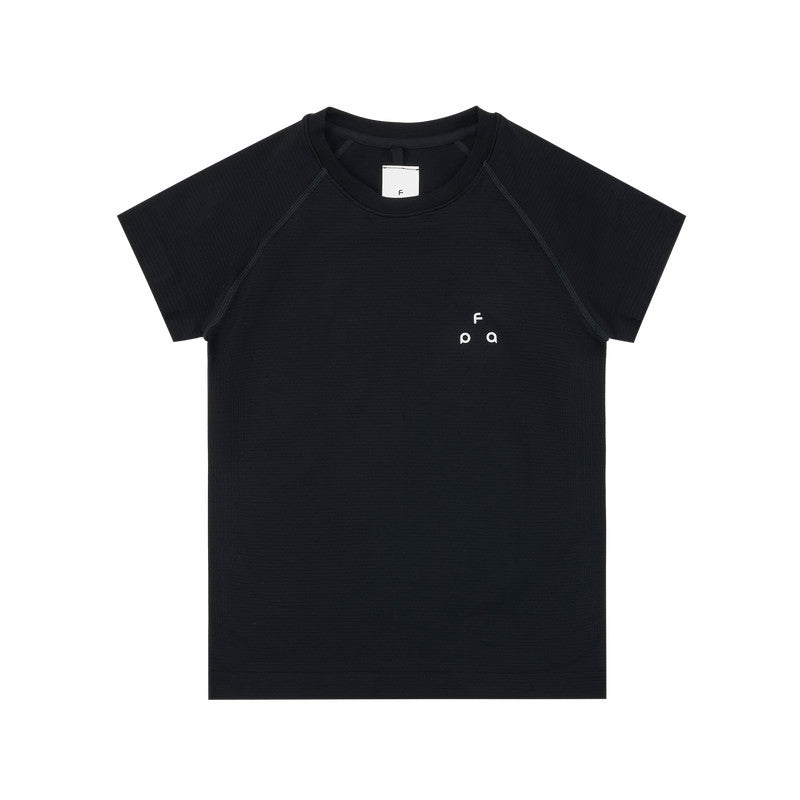 FPA Seamless Athletic Outdoor T-Shirt for Women - Summer Basic Round Neck Slim Fit Short Sleeve in Black and White