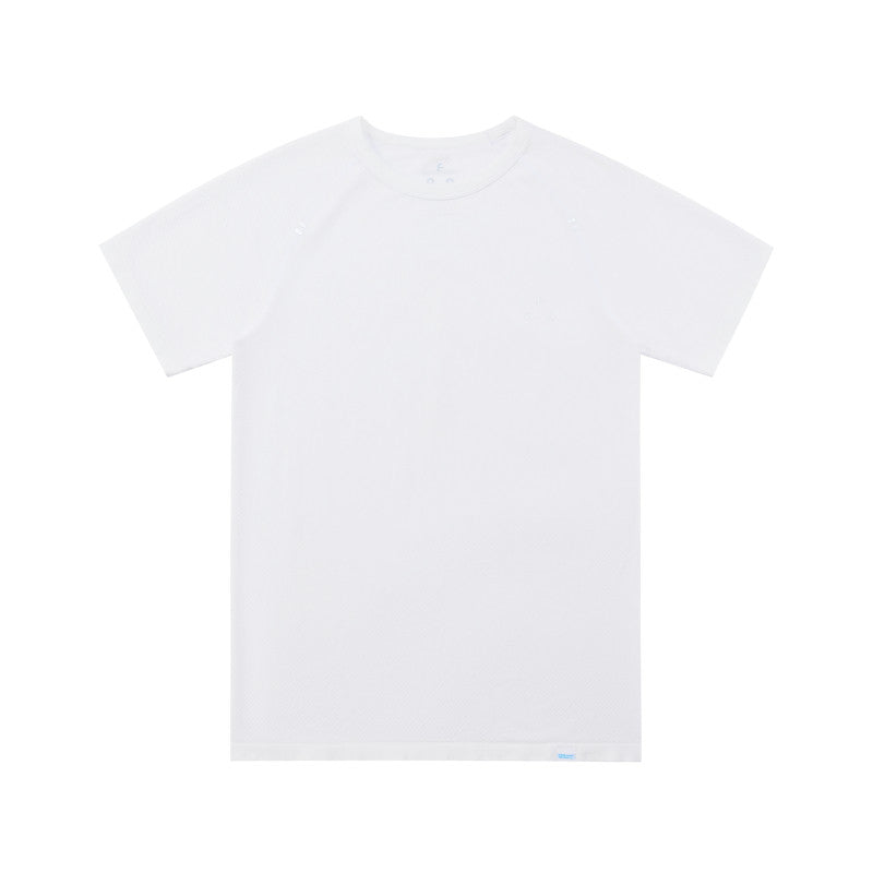 FPA Coolmax Seamless Knit Short Sleeve T-Shirt for Running and Fitness, Summer Basic Logo Tee, Regular Fit, Unisex
