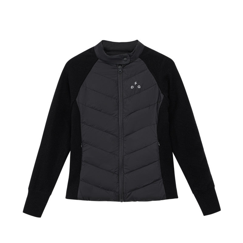 FPA Women's Patchwork Half High Collar Button Down Jacket - Lightweight Warm Short Down Coat for Autumn/Winter