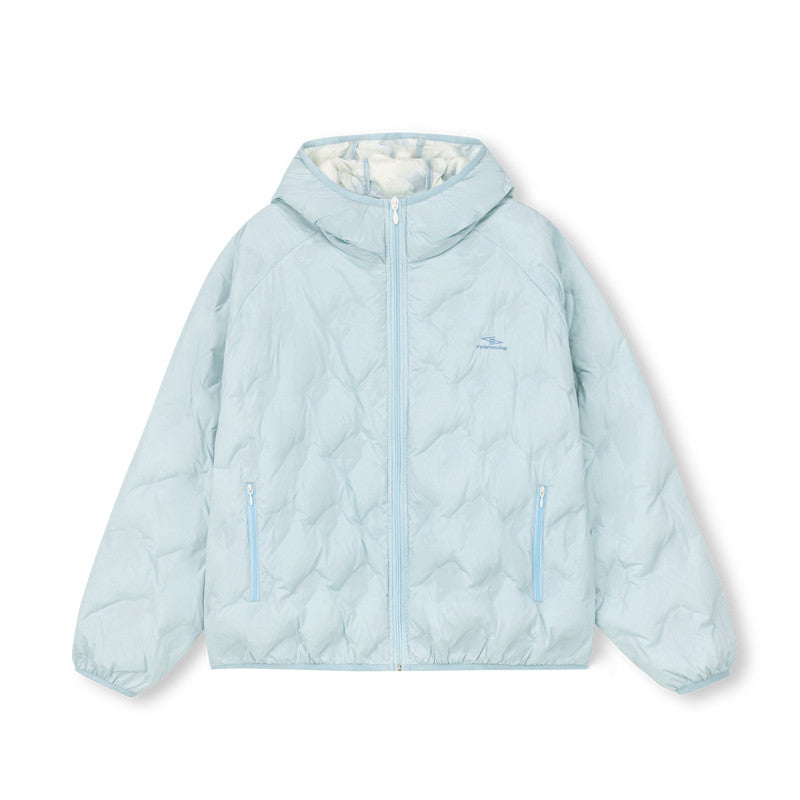 FPA 90% White Duck Down Houndstooth Lightweight Hooded Down Jacket - Loose Fit, Youth Style, Autumn/Winter