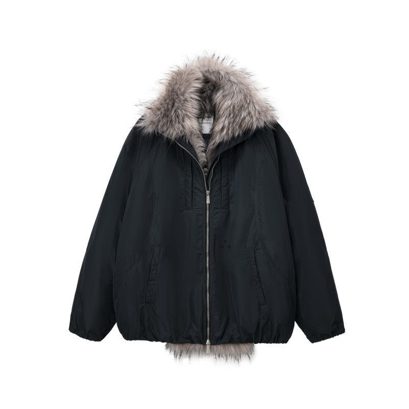 FPA Structured Fur Collar Down Jacket – Chinese Streetwear Trend, High-End Casual Unisex Winter Warm Down Coat for Men