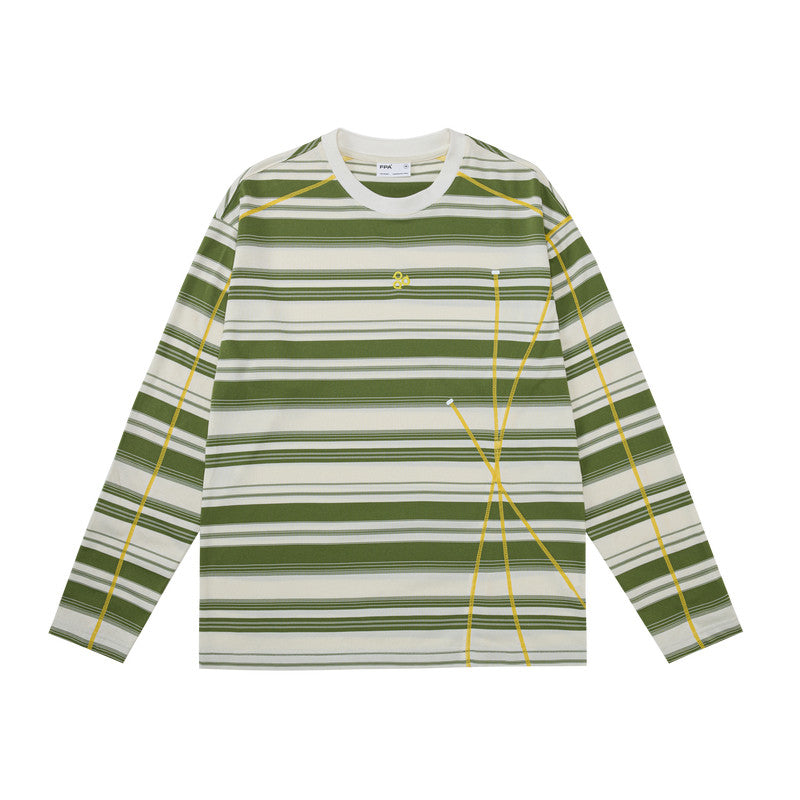 FPA Color-Block Striped Long-Sleeve Tee, Early Autumn 2026 New Arrival, Crew Neck Couple Style, Premium Heavyweight Casual T-Shirt