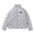 FPA Light Blue Quilted Diamond Pattern Down Jacket – Chinese Streetwear Brand Winter Thickened Short Couple Down Coat for Men