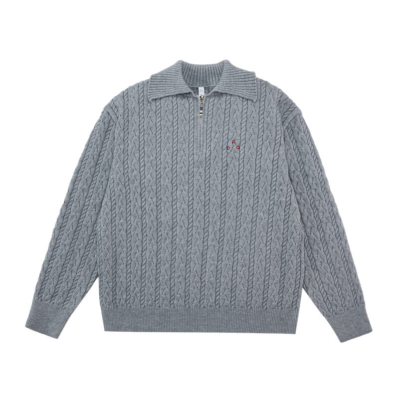 FPA Cable Knit Collar Casual Sweater 2026 New Fall/Winter Half-Zip Premium Knit Pullover for Men