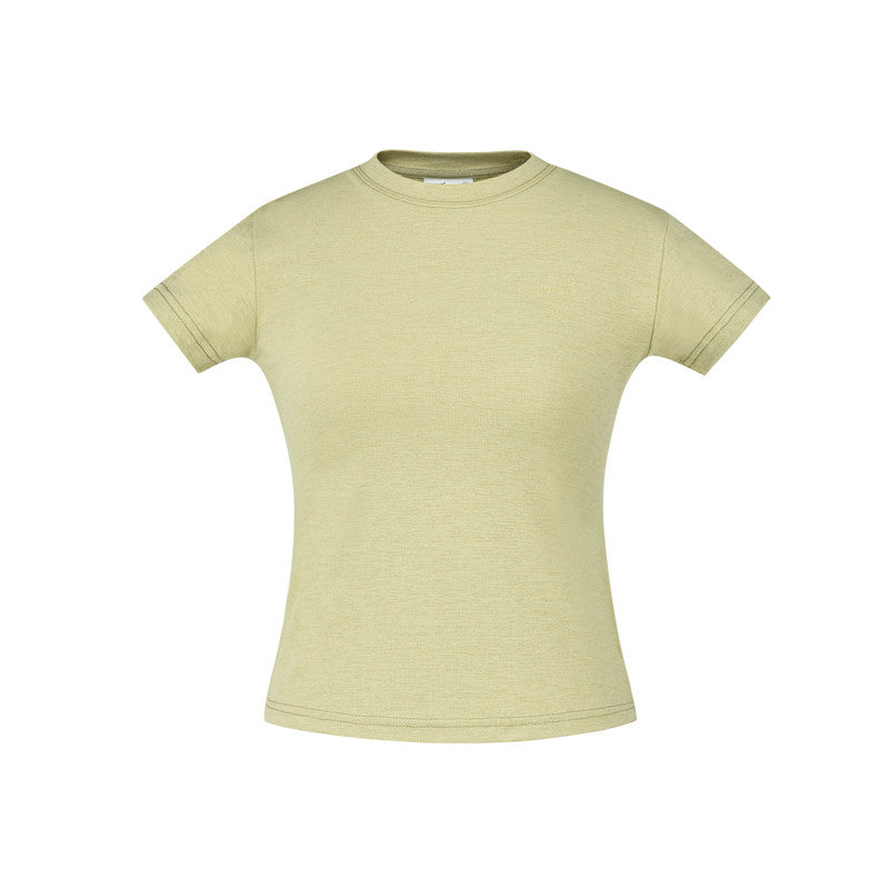 FPA Women's Quick-Dry Breathable Wrinkle-Resistant Track Print Slim Fit Short-Sleeve Crew Neck Yoga T-Shirt