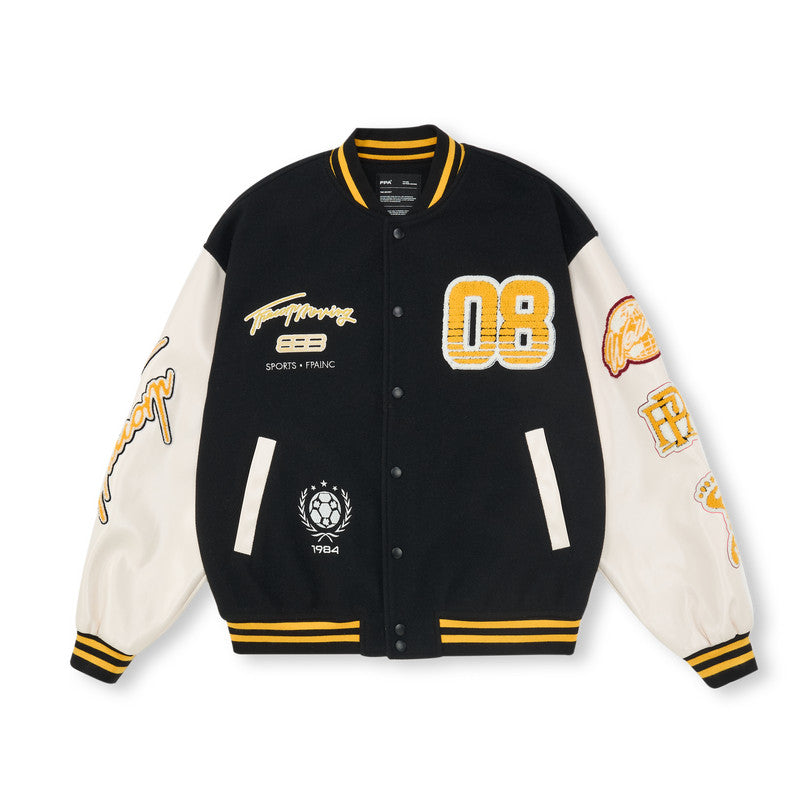 FPA Embroidered Phantom 8 Baseball Jersey – American Retro Loose Fit Baseball Collar Jacket for Spring/Fall, Unisex